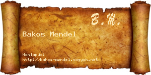 Bakos Mendel névjegykártya
